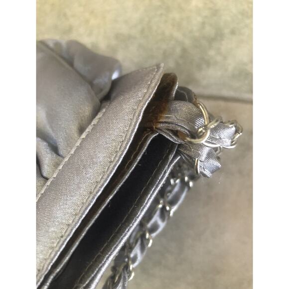 VTG Evening Satin Clutch Purse Bag with Magnetic Closure and Beaded Gray - Picture 7 of 7